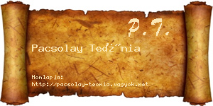 Pacsolay Teónia névjegykártya